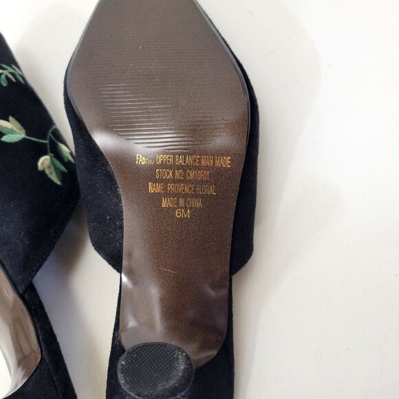 Claire Murray Provence Floral Embroidered Floral Black Mules Heels Women's Shoe - Picture 7 of 7
